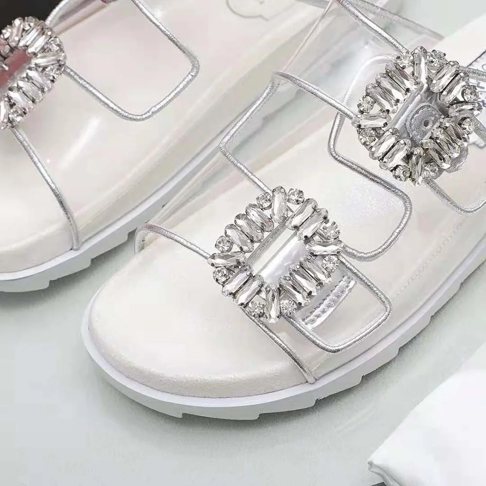 Roger Vivier Slidy Viv' Strass Buckle Mules in PVC for Women Roger Vivier Slidy Viv' Strass Buckle Mules in PVC for Women