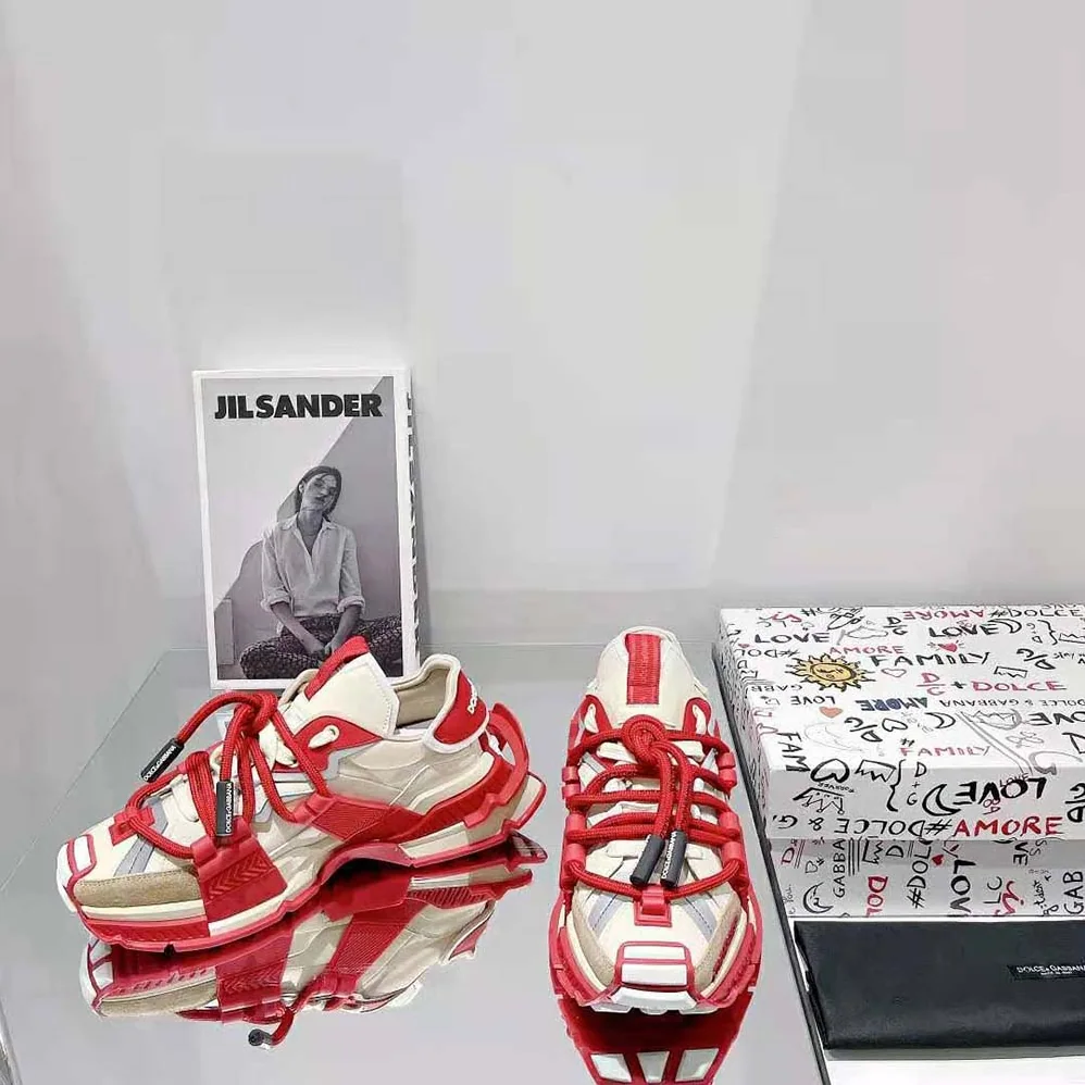Dolce Gabbana D&G Mixed-Material Space Sneakers for Men in Red