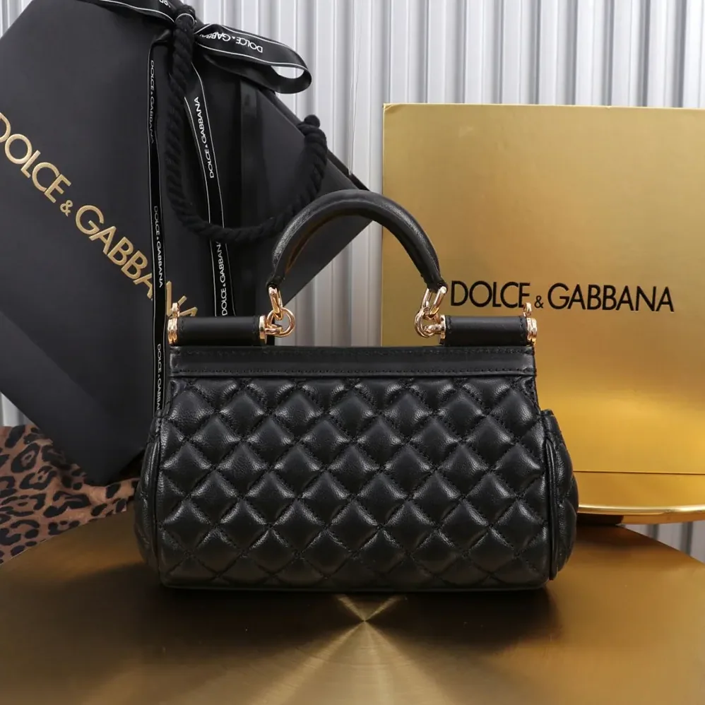 Dolce Gabbana D&G Mini Sicily Handbag in Quilted Nappa Leather for Women in Black