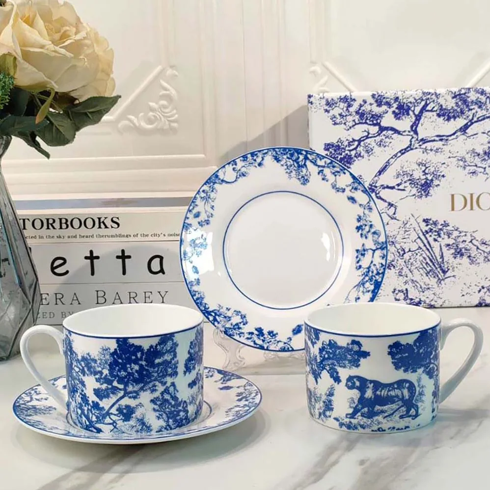 Dior Teacup Saucer Blue Toile De Jouy for Unisex Dior Teacup Saucer Blue Toile De Jouy for Unisex