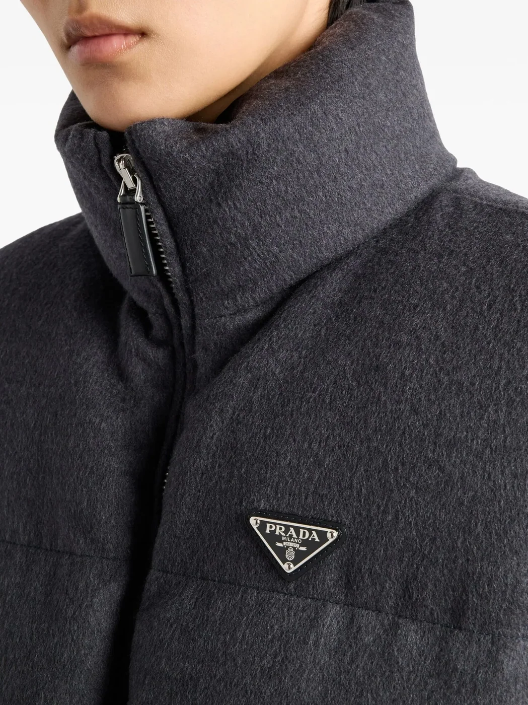 Prada Belted Down Padded Gilet Dark Grey