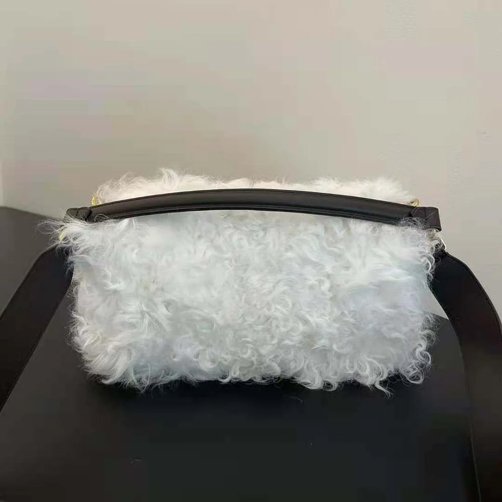Fendi Baguette White Mohair Wool Bag for Women Fendi Baguette White Mohair Wool Bag for Women