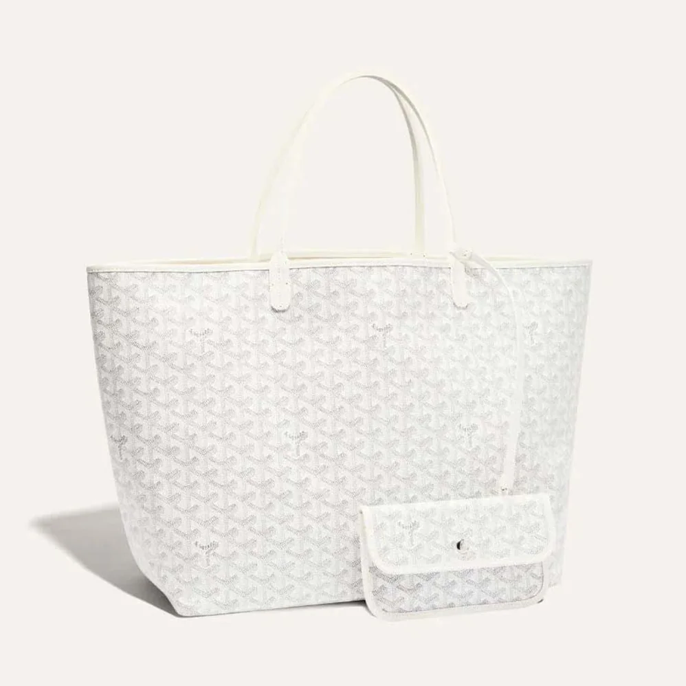 Goyard Sac Saint Louis GM in Goyardine Canvas & Chevroches Calfskin for Women in White Goyard Sac Saint Louis GM in Goyardine Canvas & Chevroches Calfskin for Women in White
