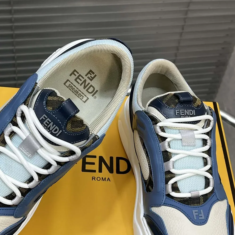 Fendi Force Sneakers White Light Blue and Blue Leather Low for Unisex in tops Fendi Force Sneakers White Light Blue and Blue Leather Low for Unisex in tops