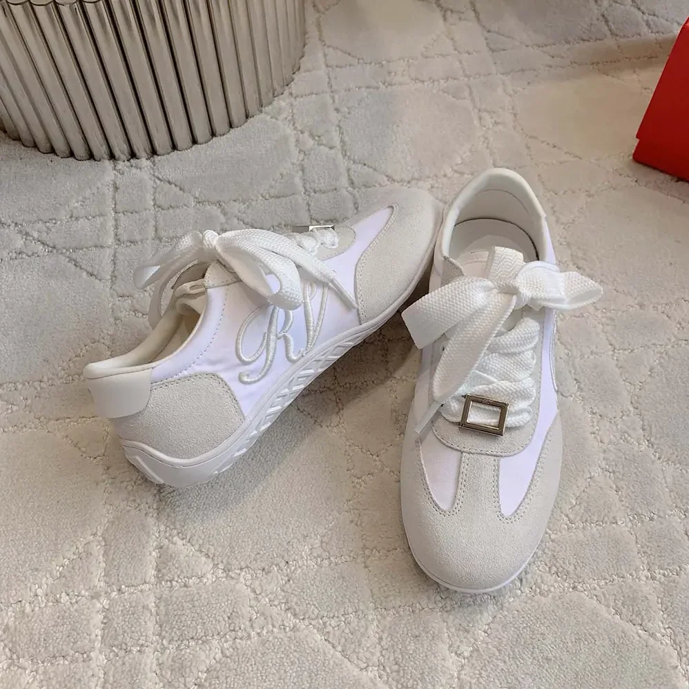 Roger Vivier Viv Low Sneakers in Suede for Women in White Roger Vivier Viv Low Sneakers in Suede for Women in White