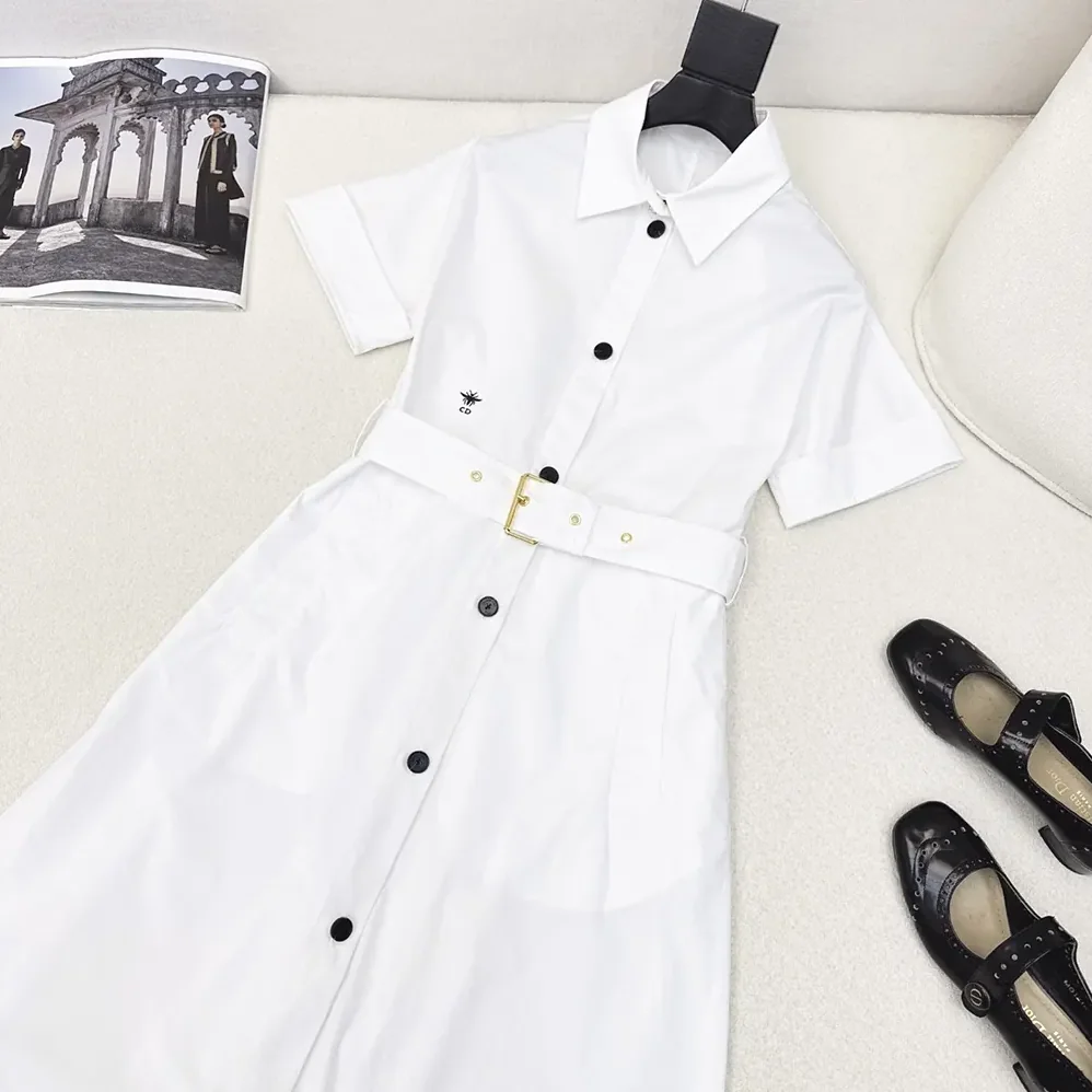 Dior Belted Shirtdress Ecru Cotton and Silk Poplin for Women