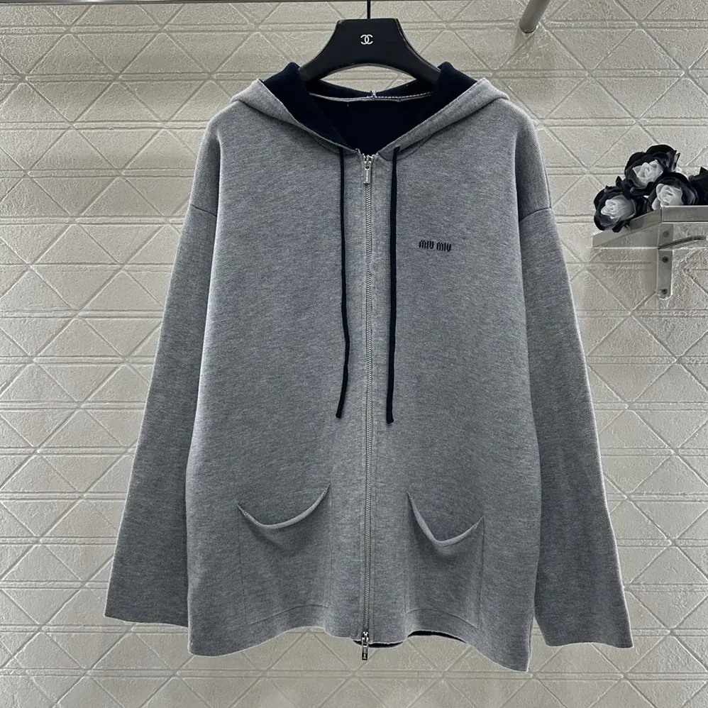 Miu Miu Cashmere Cardigan Hoodie for Women Miu Miu Cashmere Cardigan Hoodie for Women