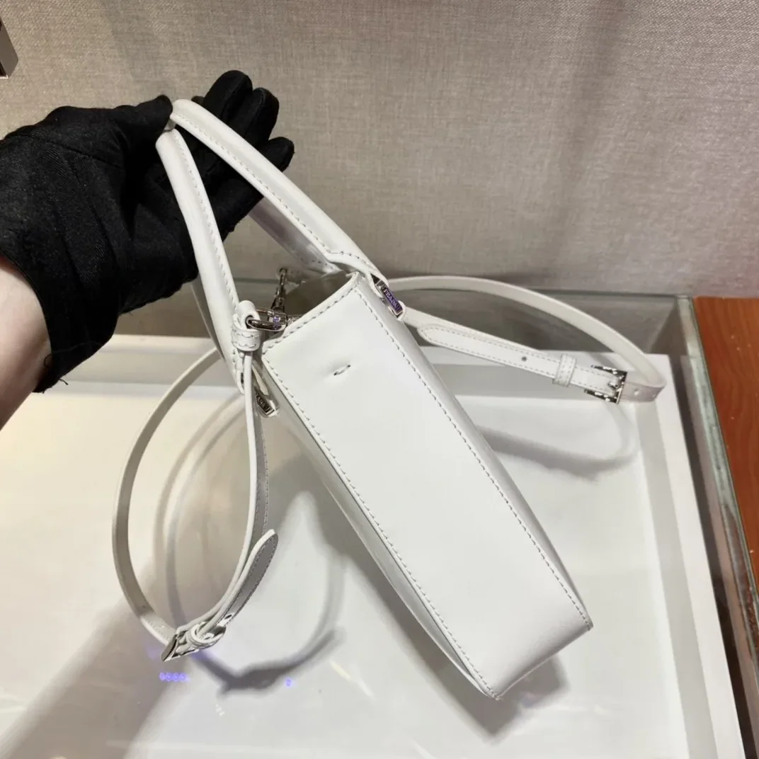 Prada Small Brushed Tote White Prada Small Brushed Tote White