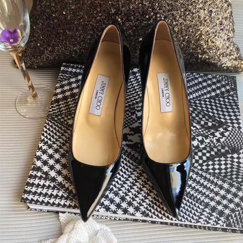 Jimmy Choo Romy 85 Patent Leather Pointy Toe Pumps Shoes for Women in Black Jimmy Choo Romy 85 Patent Leather Pointy Toe Pumps Shoes for Women in Black