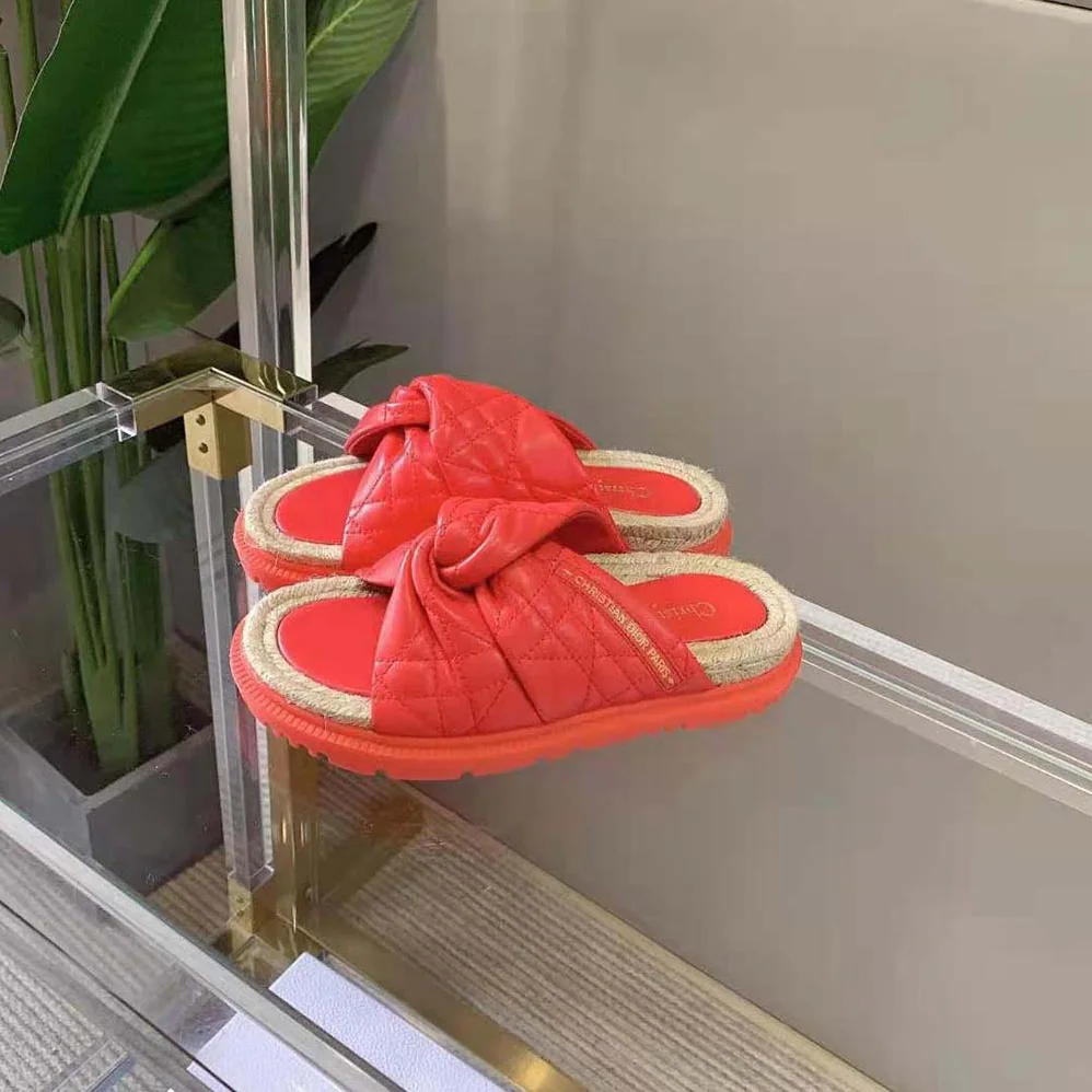 Dior Dtwist Slide Bright Orange Cannage Lambskin for Women
