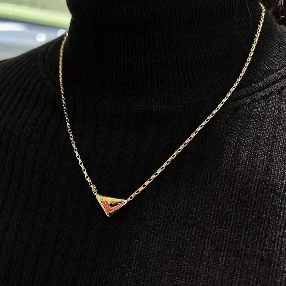 Prada Eternal Gold Necklace in Pink Gold with Nano Triangle Pendant for Women Prada Eternal Gold Necklace in Pink Gold with Nano Triangle Pendant for Women