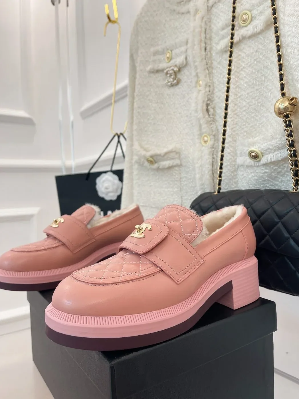 Chanel Loafers With Lining Pink for Women Chanel Loafers With Lining Pink for Women
