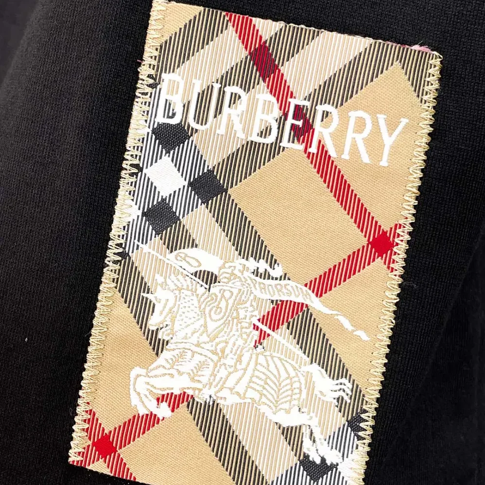 Burberry Check Label Cotton T-shirt for Women in Black