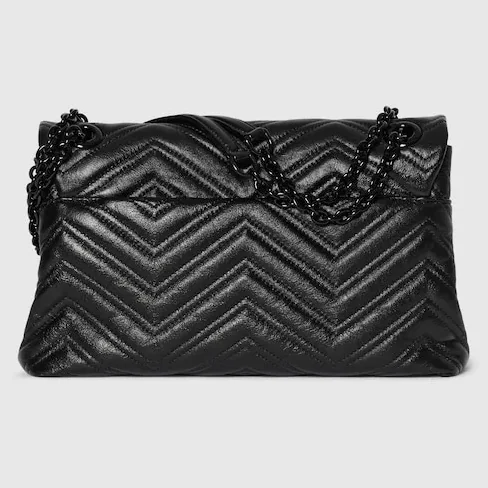 Gucci Marmont Medium Shoulder Bag in Black Tonal Enameled Hardware