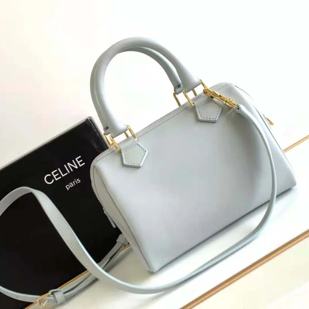 Celine Small Boston Cuir Triomphe in Smooth Calfskin for Women in Blue