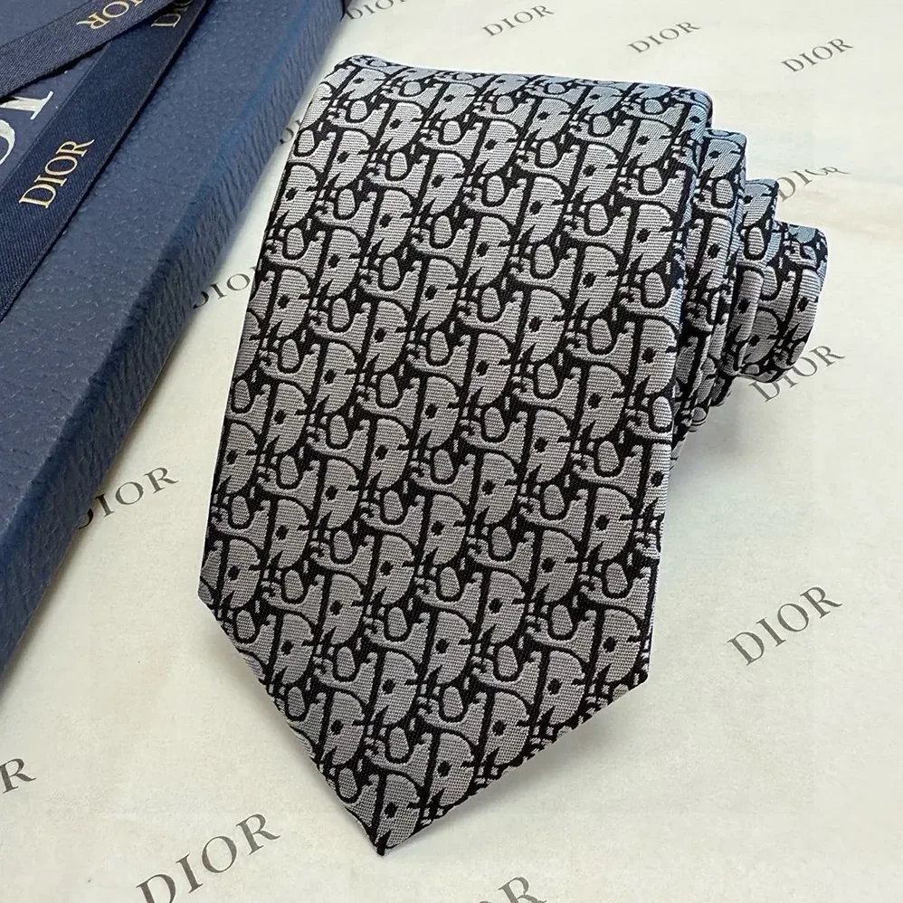 Dior Oblique Tie Gray Silk for Men