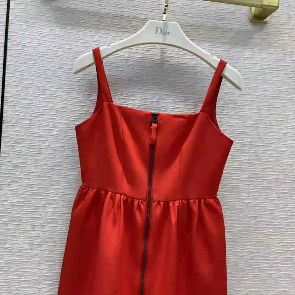 Dior Short Zipped Dress Red Double for Women in Sided Wool Dior Short Zipped Dress Red Double for Women in Sided Wool