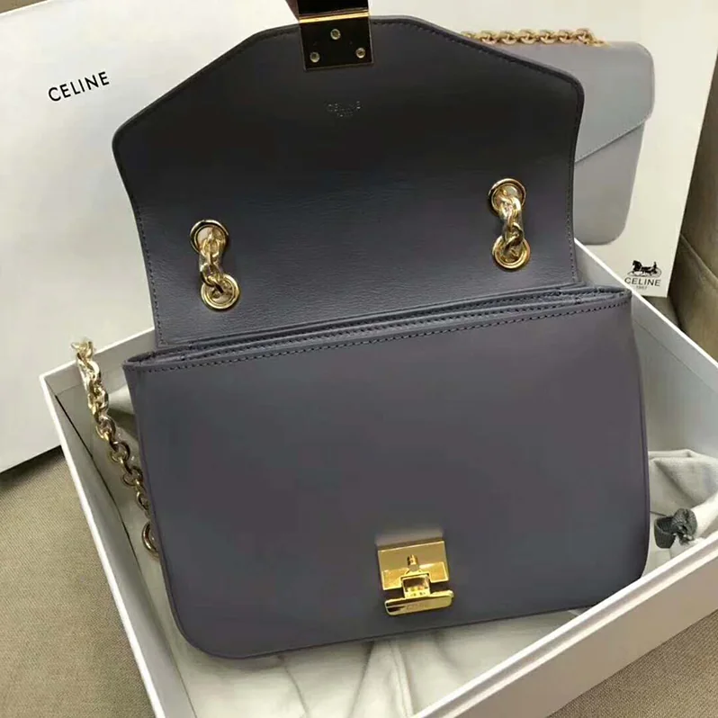 Celine Medium C Bag in Shiny Calfskin for Women in Silver