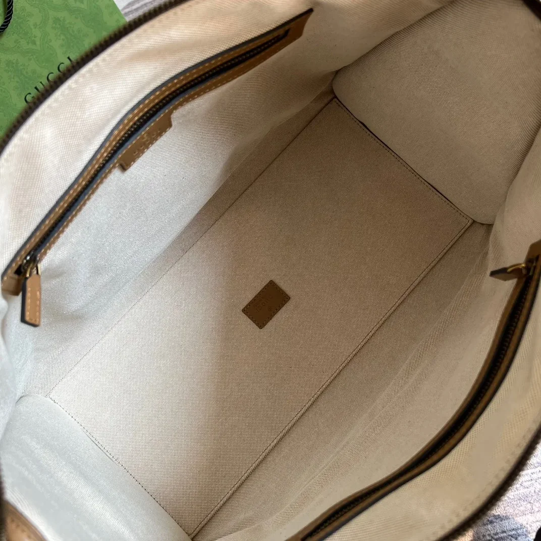 Large Bauletto Top Handle Bag With Double G White in Brown / Large Bauletto Top Handle Bag With Double G White in Brown /