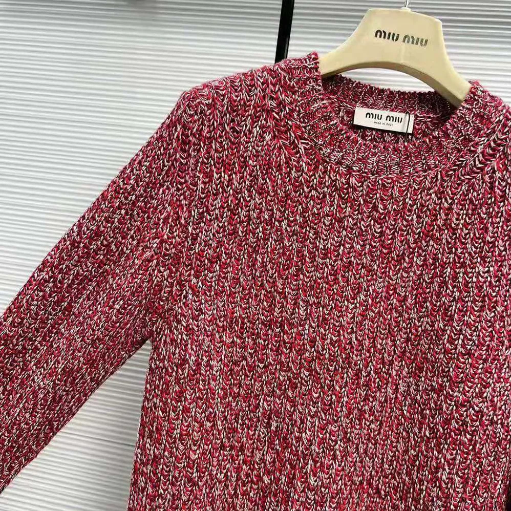 Miu Miu Wool and Cashmere Sweater with Knit Logo Patch for Women in Pink