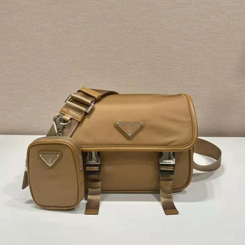 Prada Re-Nylon and Saffiano Leather Shoulder Bag for Men in Brown Prada Re-Nylon and Saffiano Leather Shoulder Bag for Men in Brown