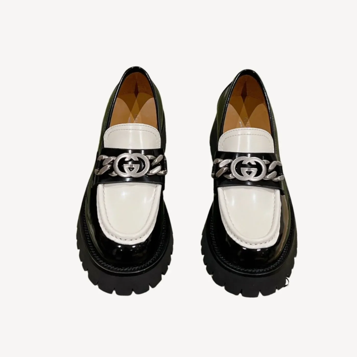 Chanel Moccasins Black in White