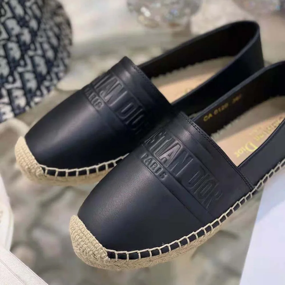 Dior Dior Granville Espadrille Black Embossed Lambskin for Women Dior Dior Granville Espadrille Black Embossed Lambskin for Women