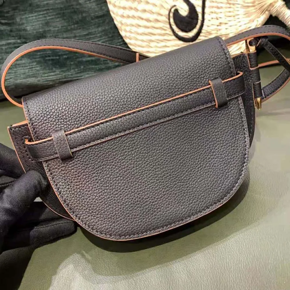 Loewe Mini Gate Dual Bag in Pebble Grain Calfskin for Women in Black Loewe Mini Gate Dual Bag in Pebble Grain Calfskin for Women in Black