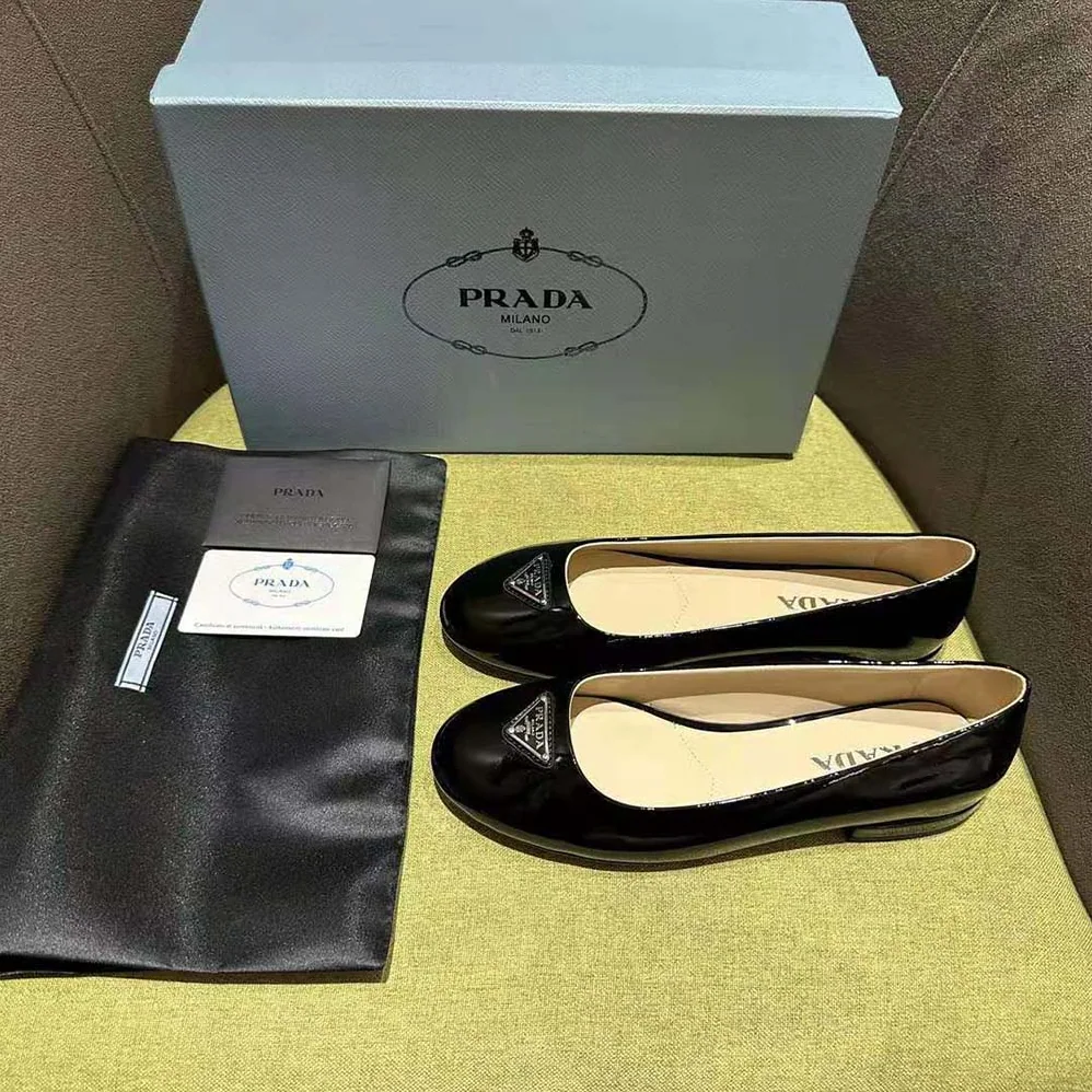 Prada Patent Leather Ballerinas for Women in Black