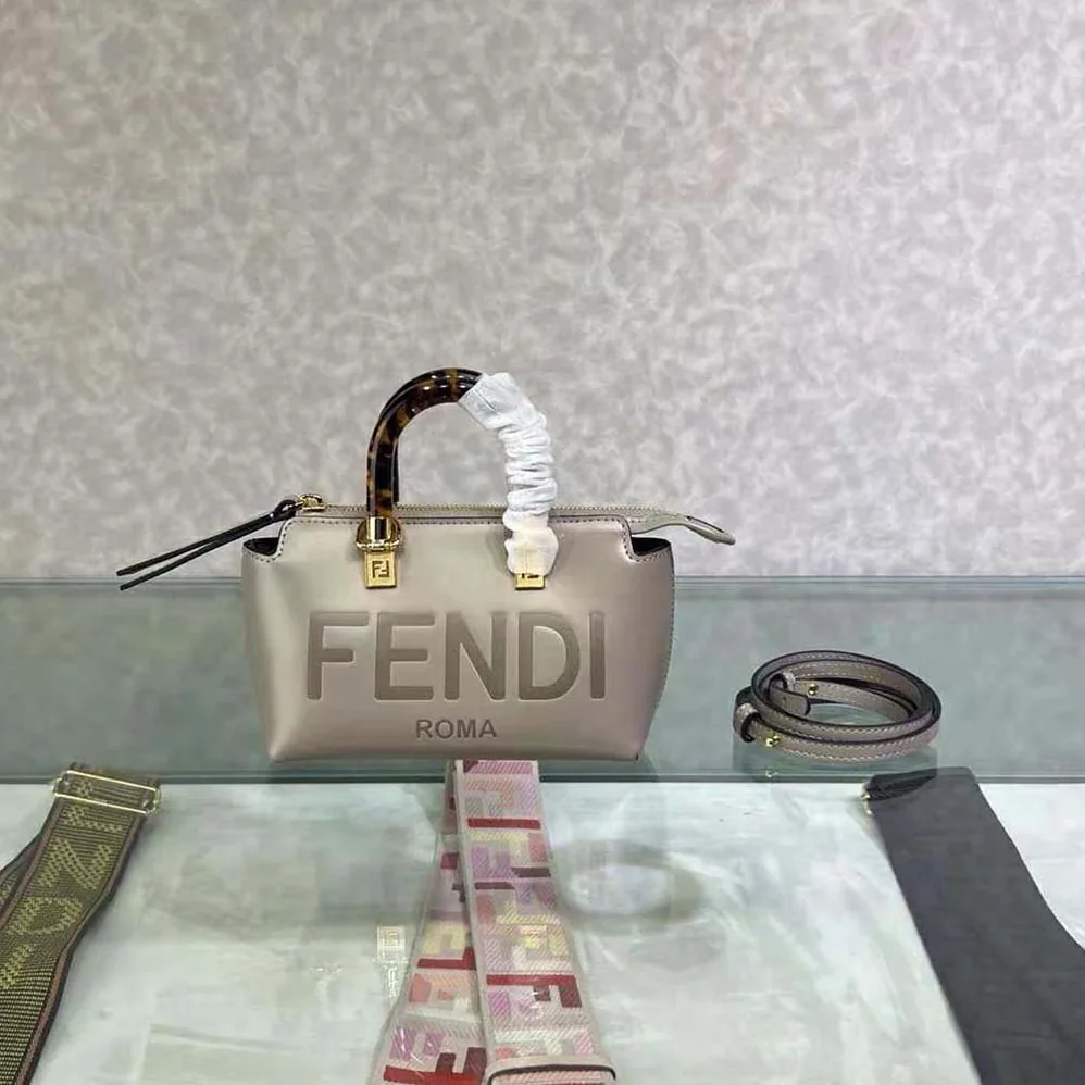 Fendi By The Way Mini Small Boston Bag in Dove Gray Leather for Women