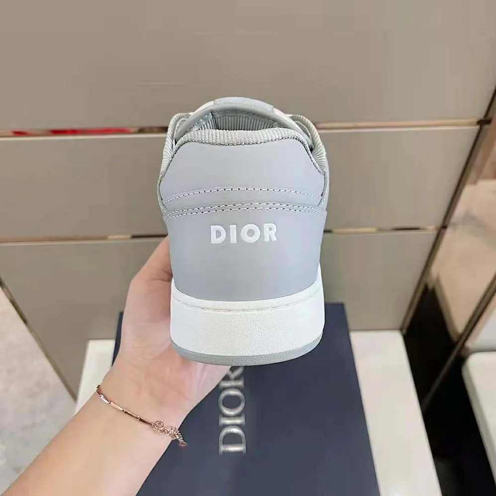 Dior B101 Sneaker Dior Gray Smooth Calfskin and CD Diamond Canvas for Men