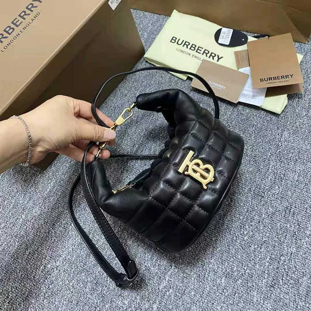 Burberry Small Quilted Lambskin Crescent Lola Bag for Women in Black Burberry Small Quilted Lambskin Crescent Lola Bag for Women in Black