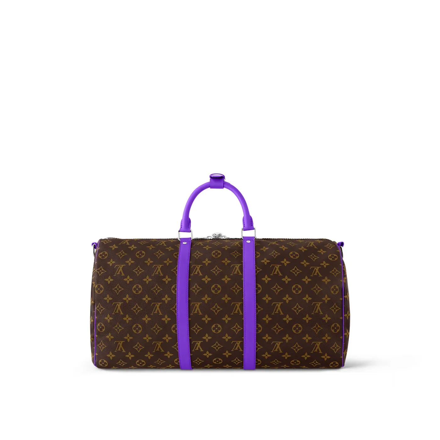 Louis Vuitton Keepall Bandouliere 50 Travel Bag in Brown/ Violet Silver Hardware Louis Vuitton Keepall Bandouliere 50 Travel Bag in Brown/ Violet Silver Hardware