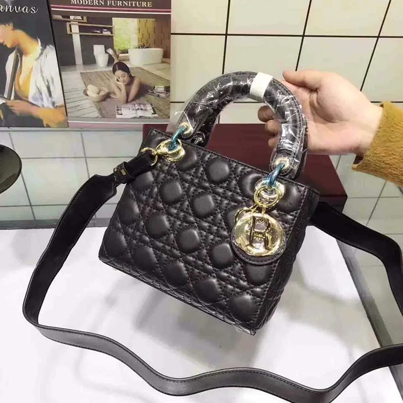 Dior My Lady Dior Bag in Cannage Lambskin in Black