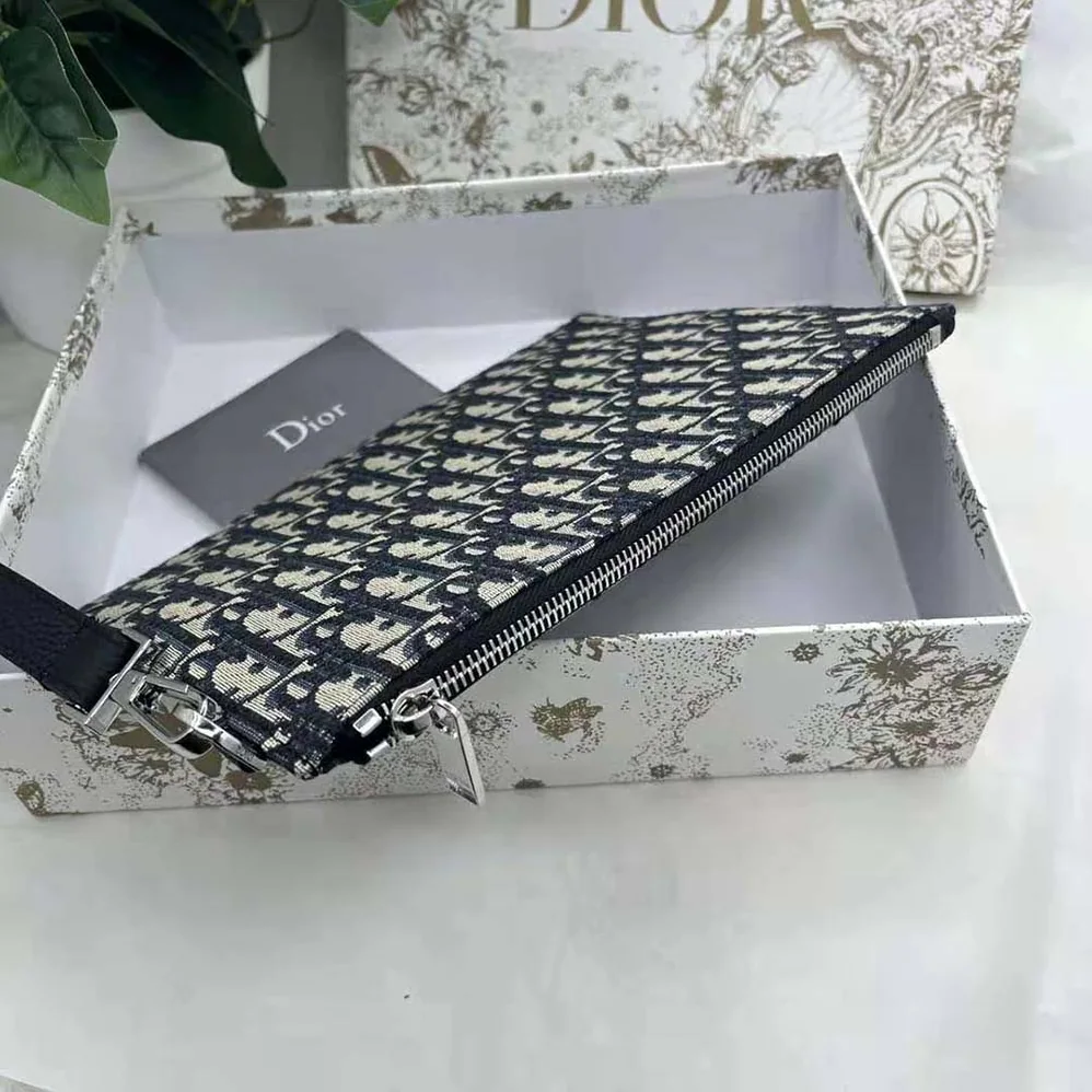 Dior A5 Pouch Beige and Black Dior Oblique Jacquard for Men