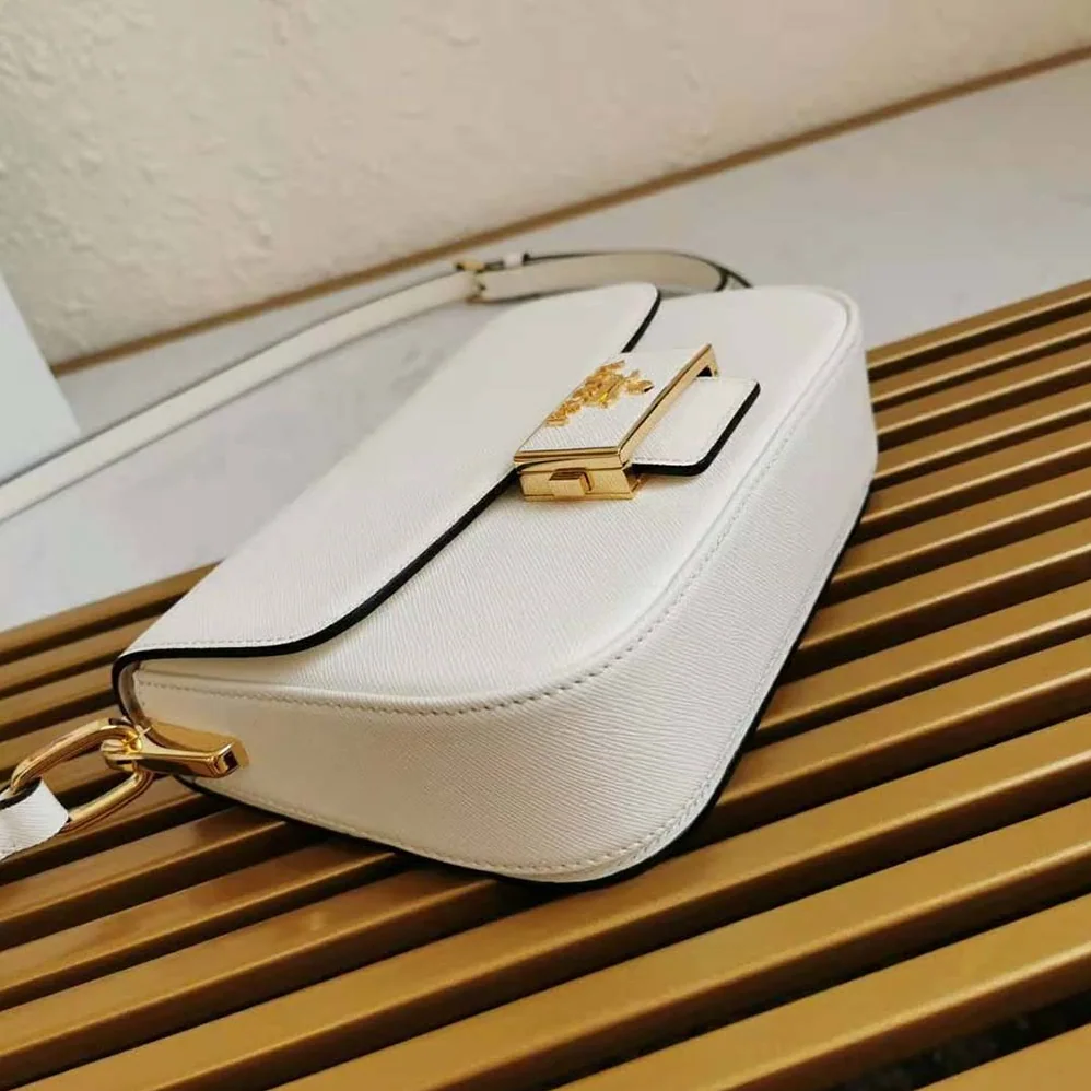 Prada Saffiano Leather Prada Embleme Bag for Women in White