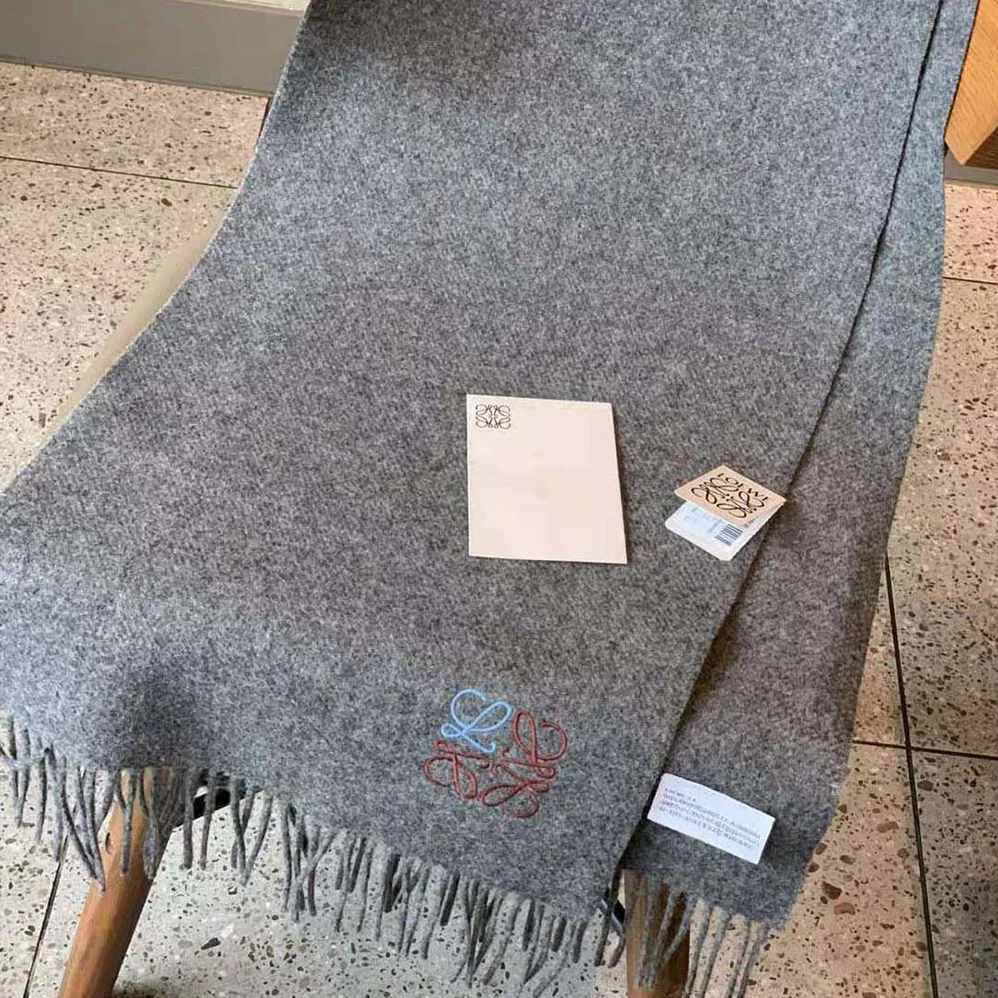 Loewe Anagram Scarf in Cashmere for Women in Gray Loewe Anagram Scarf in Cashmere for Women in Gray