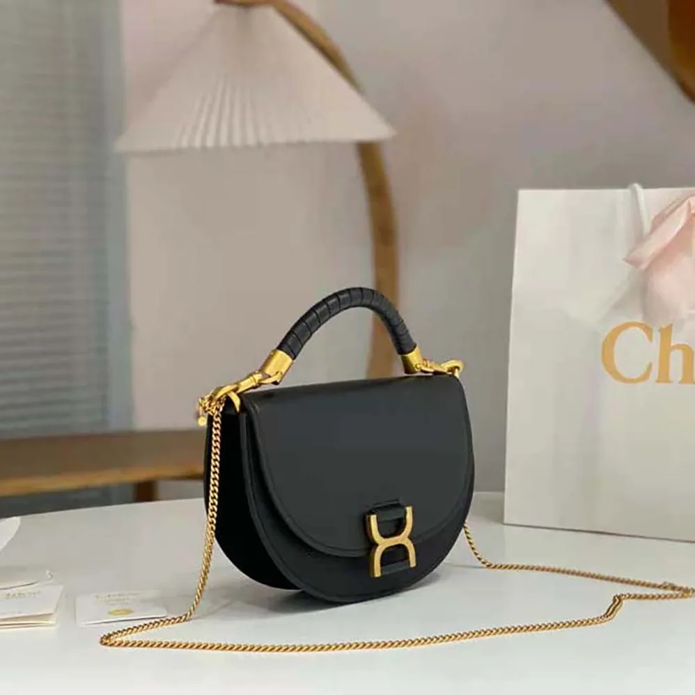 Chloé Marcie Chain Flap Bag for Women in Black Chloé Marcie Chain Flap Bag for Women in Black