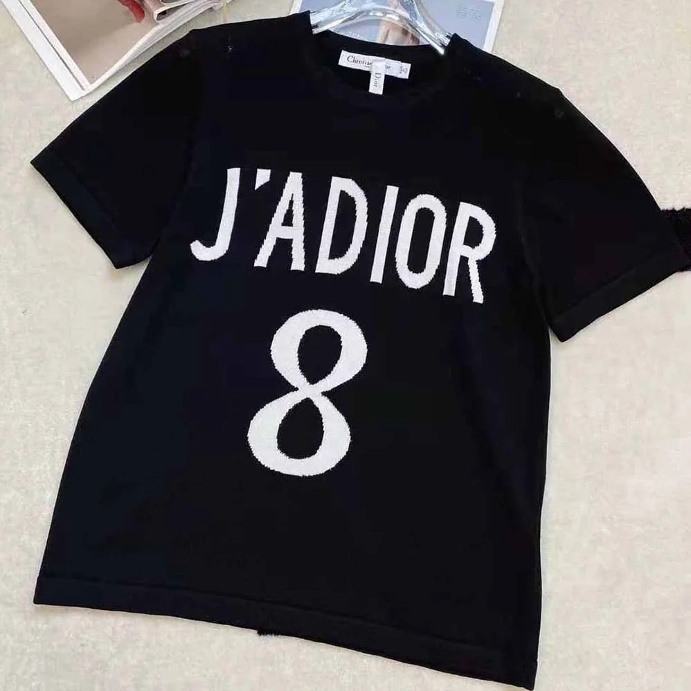 Dior J adior 8 T-Shirt Black Cotton Jersey and Linen for Women