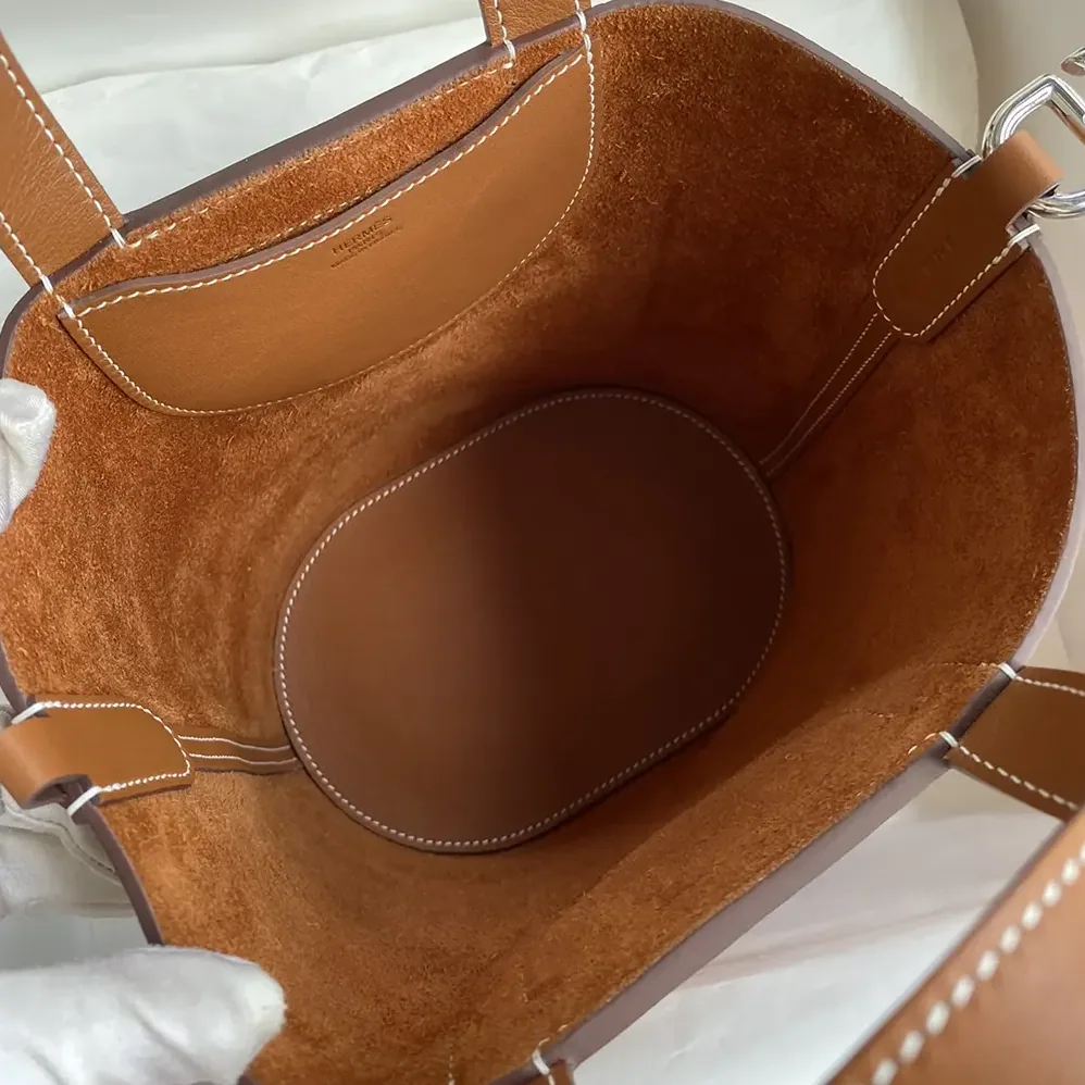 Hermes In the Loop 18 Handbag Clemence Leather for Women in Brown/Silver