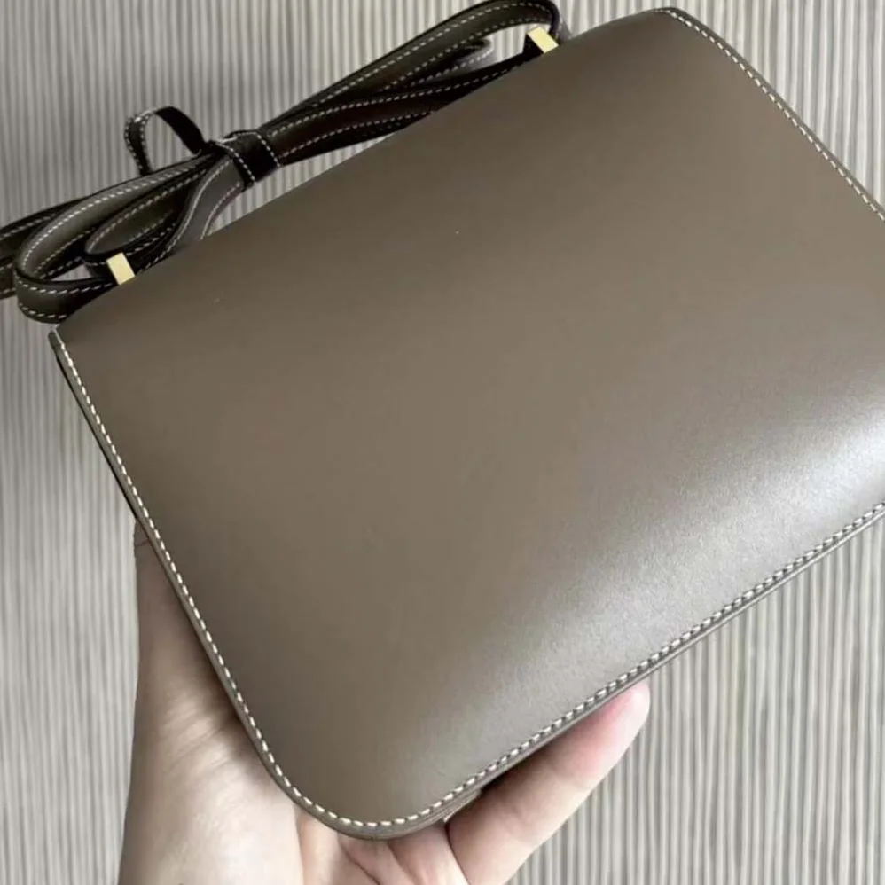 Hermes Constance 19 Bag Box Calf Leather for Women in Grey/Gold