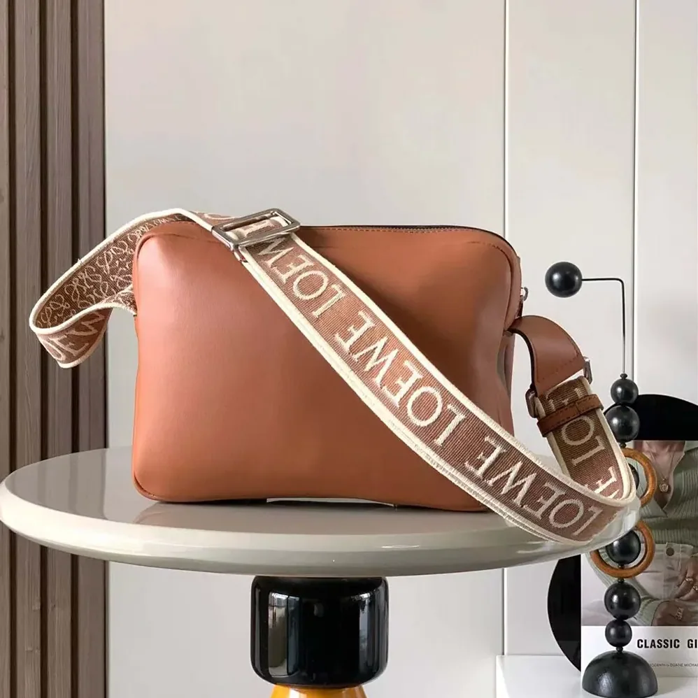 Loewe XS Military Messenger Bag in Supple Smooth Calfskin and Jacquard for Men in Brown