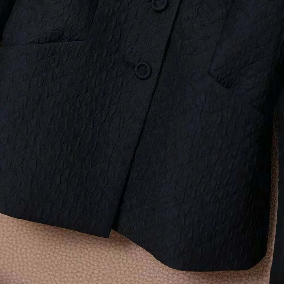 Dior Cloque-Effect Bar Jacket Black Matte Single for Women in Breasted Technical Fabric Dior Cloque-Effect Bar Jacket Black Matte Single for Women in Breasted Technical Fabric