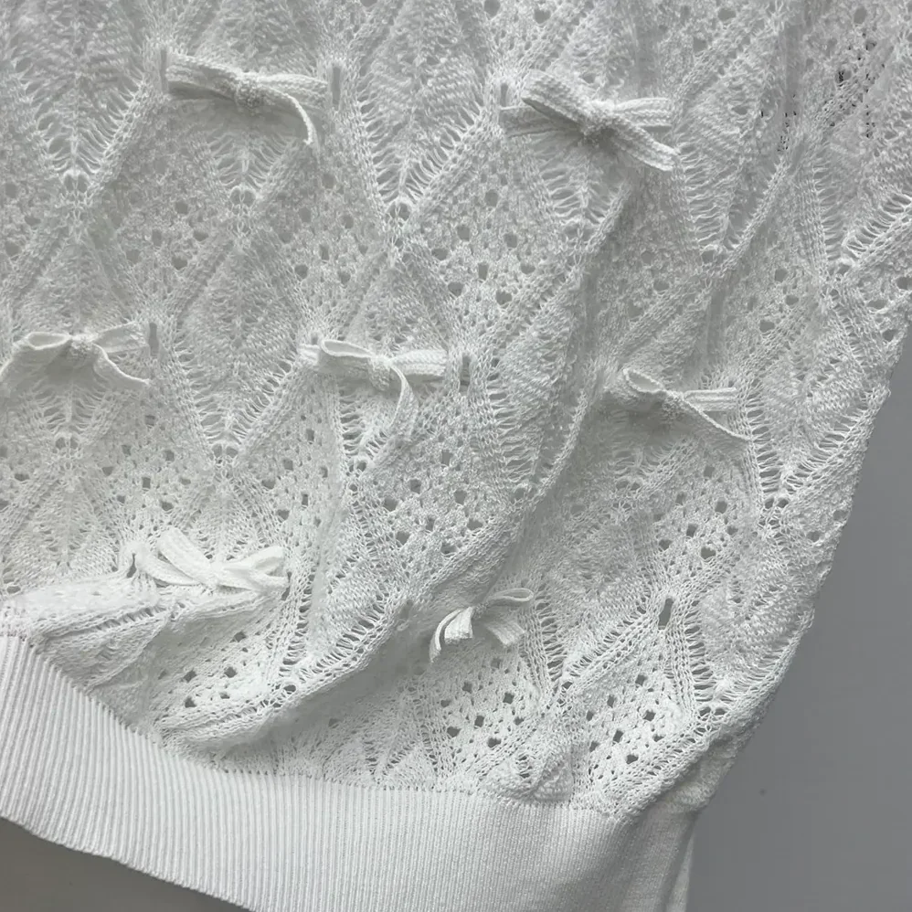 Dior Dioriviera Embroidered Short-Sleeved Sweater Ecru Openwork Cotton Knit for Women Dior Dioriviera Embroidered Short-Sleeved Sweater Ecru Openwork Cotton Knit for Women