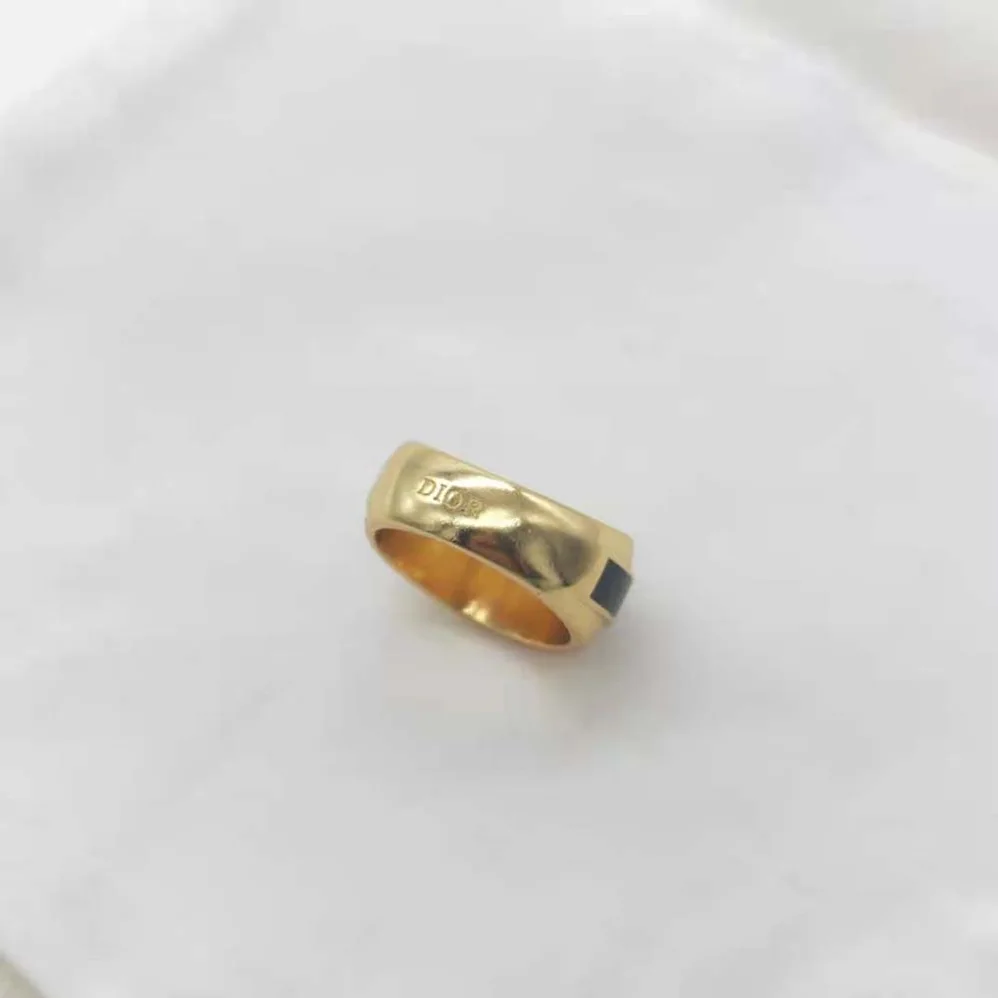 Dior Code Ring Gold-Finish Metal and Black Lacquer for Women