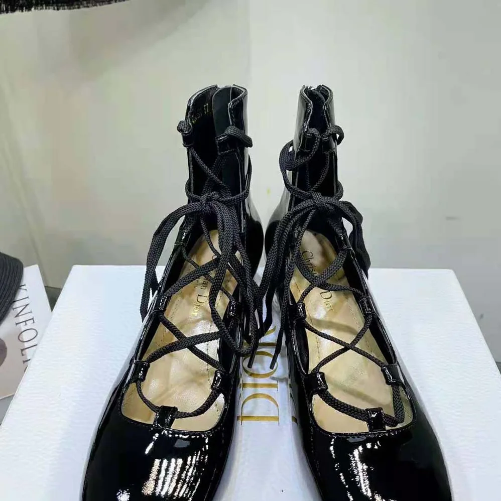 Dior Arty Lace-up Ankle Boot Black Patent Calfskin for Women Dior Arty Lace-up Ankle Boot Black Patent Calfskin for Women