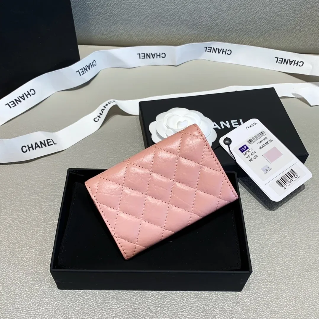 Chanel 2.55 Flap Card Holder / Gold Toned Hardware Light Pink Chanel 2.55 Flap Card Holder / Gold Toned Hardware Light Pink