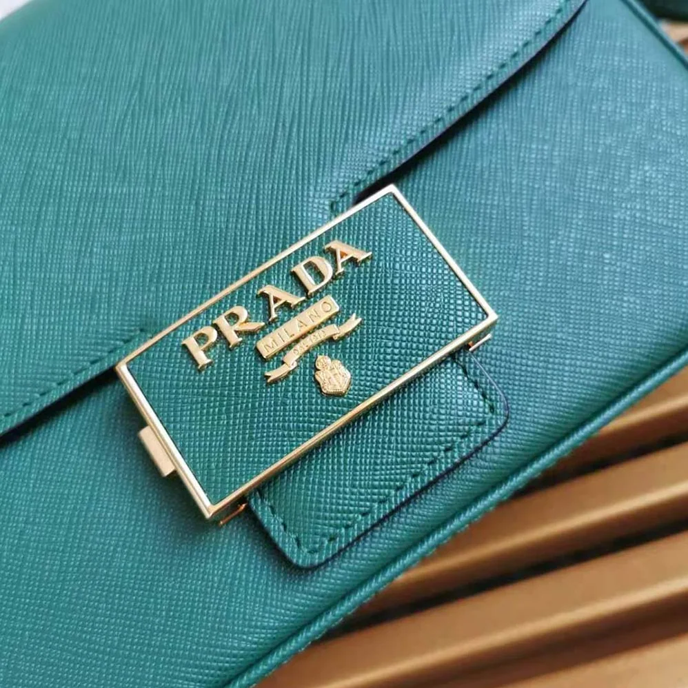 Prada Saffiano Leather Prada Embleme Bag for Women in Green