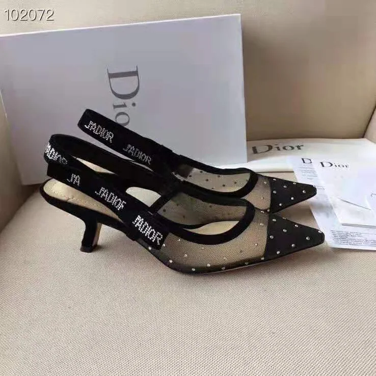 Dior J'adior Slingback Gold-Tone Dotted Swiss 6.5 cm Heel for Women in Black Dior J'adior Slingback Gold-Tone Dotted Swiss 6.5 cm Heel for Women in Black