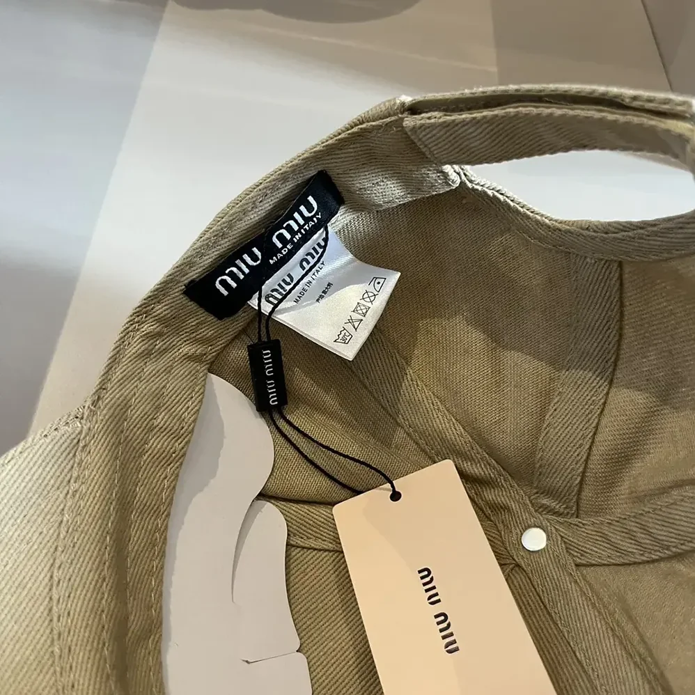 Miu Miu Drill Baseball Cap-Beige 5HC179_2DXI_F011P for Women